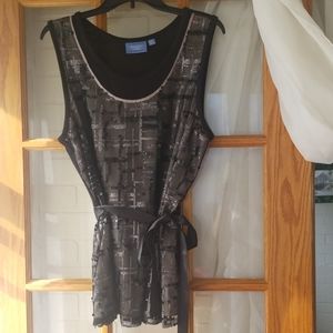 Vera Wang black & silver sequined blouse Xl